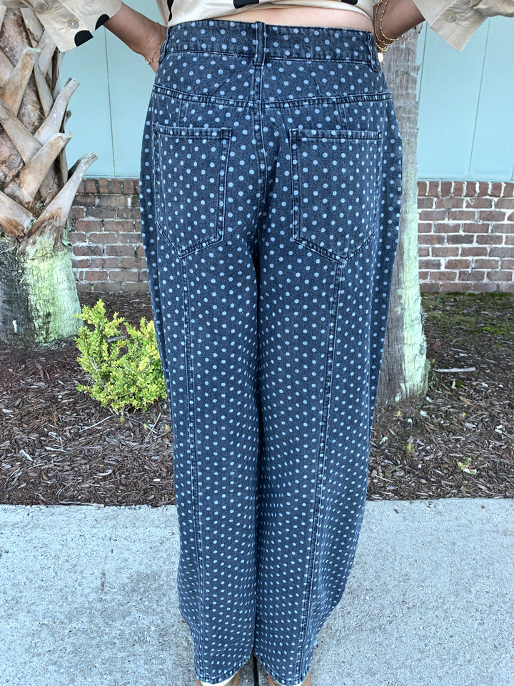 Playful Polka Dot Barrel Jean