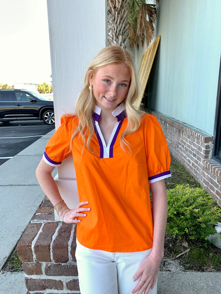 Mary Square Tricia Orange/Purple Top