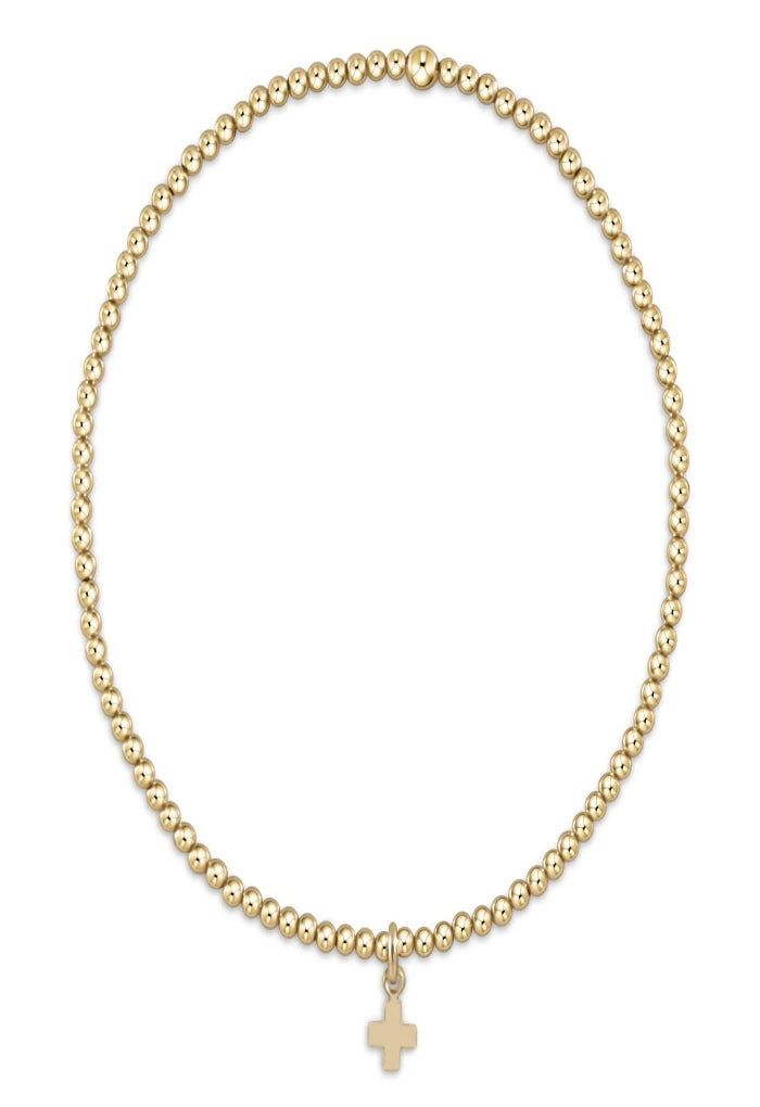 enewton egirl Classic Gold 2mm Bracelet - Signature Cross Small Gold Charm