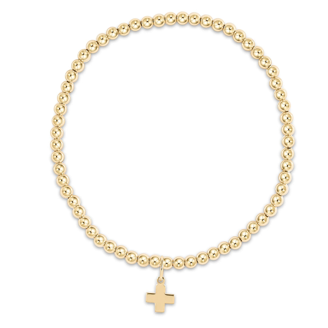 enewton Classic Gold 3mm Bracelet - Signature Cross Gold Charm