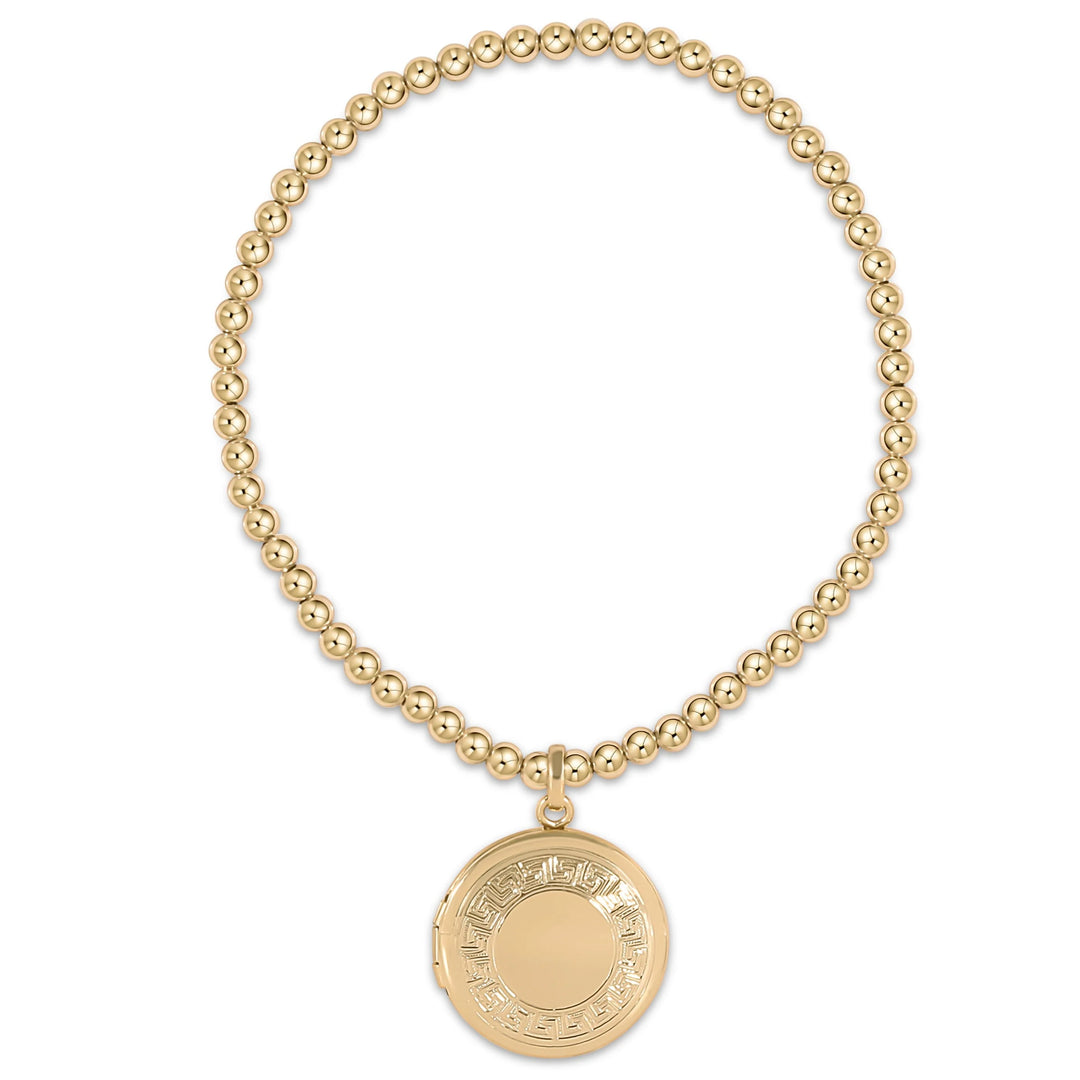 enewtob Classic Gold 3mm Bracelet - Cherish Small Gold Locket