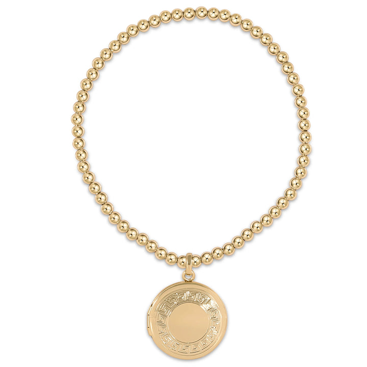 enewtob Classic Gold 3mm Bracelet - Cherish Small Gold Locket