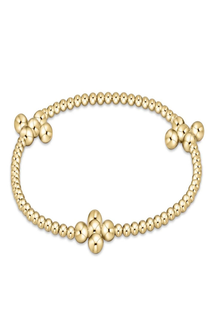 enewton Beaded 4mm Gold Signature Cross 2.5mm Gold Bracelet