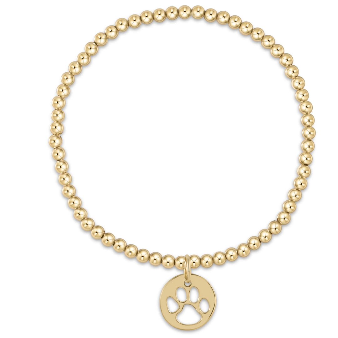 enewton Classic Gold 3mm Bracelet - Paw Print Gold Disc