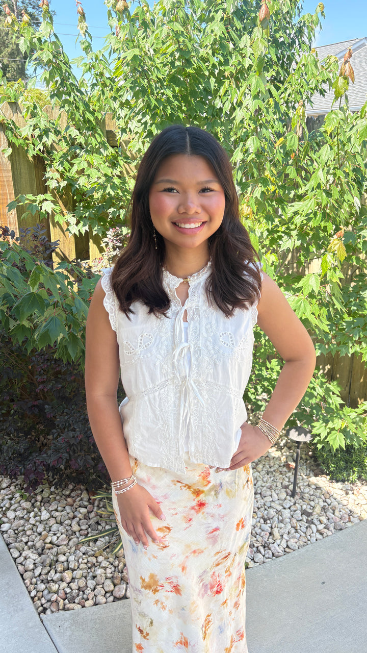 Impressionist Garden Watercolor Midi Skirt