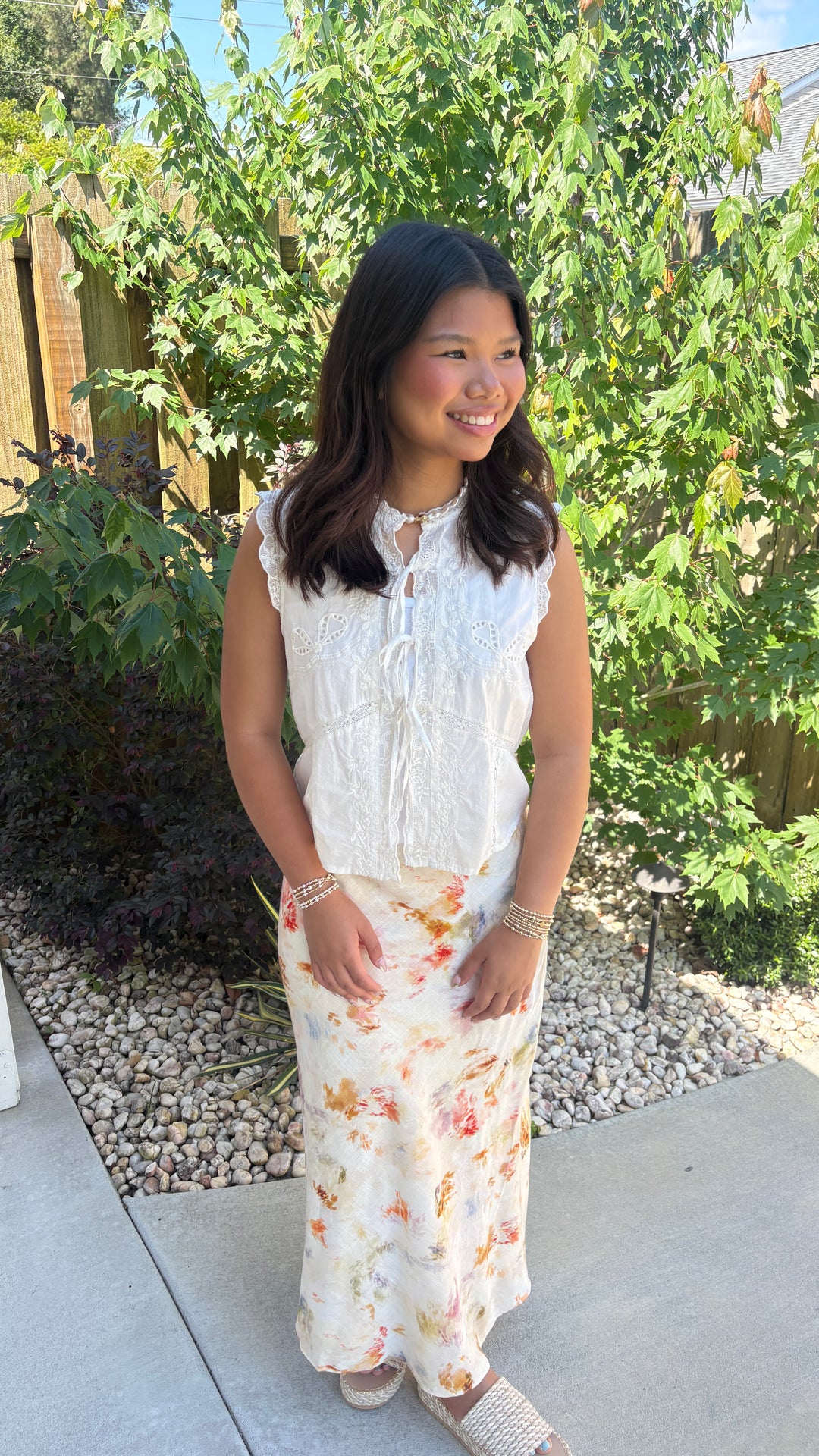 Impressionist Garden Watercolor Midi Skirt