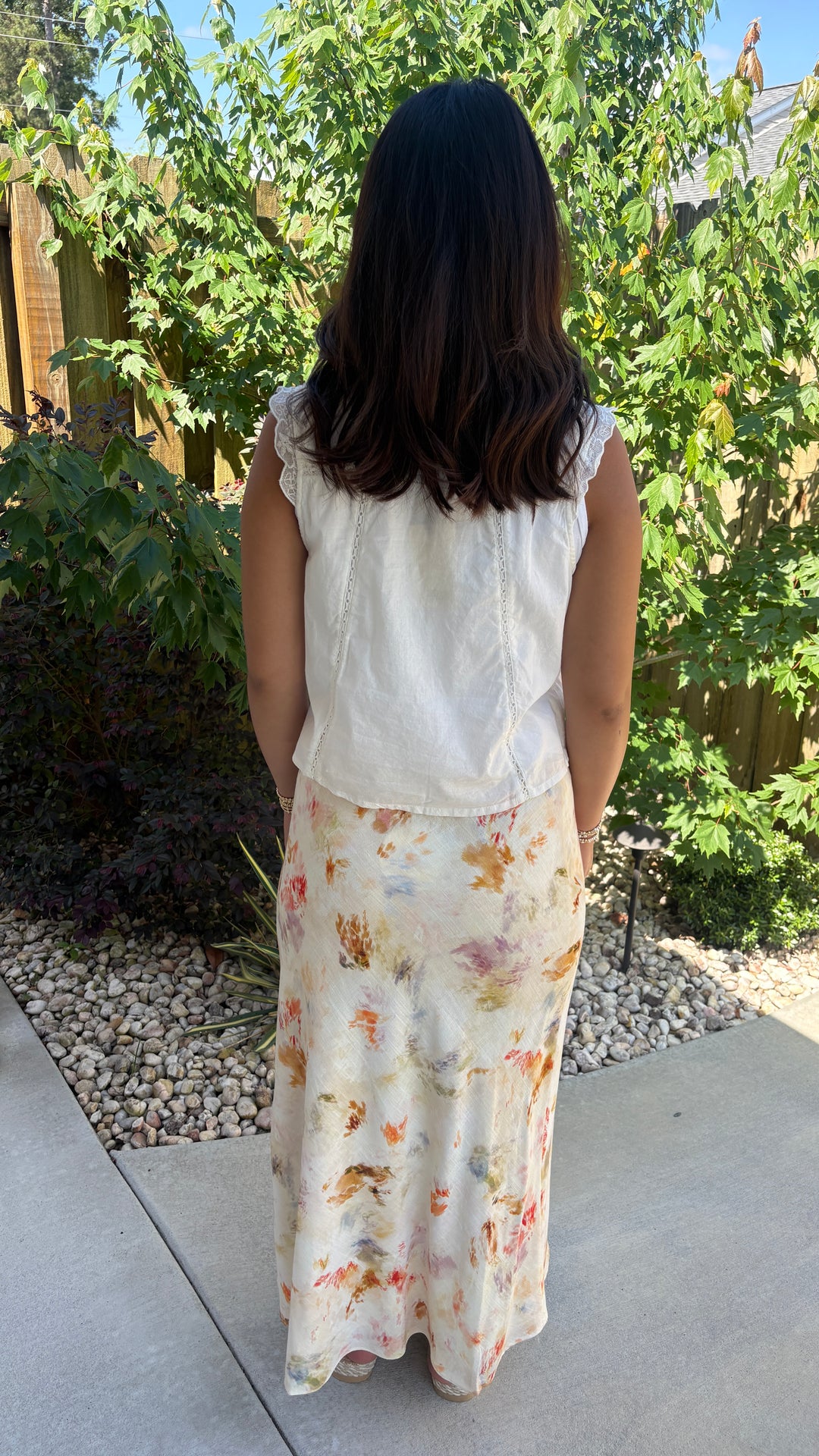 Impressionist Garden Watercolor Midi Skirt