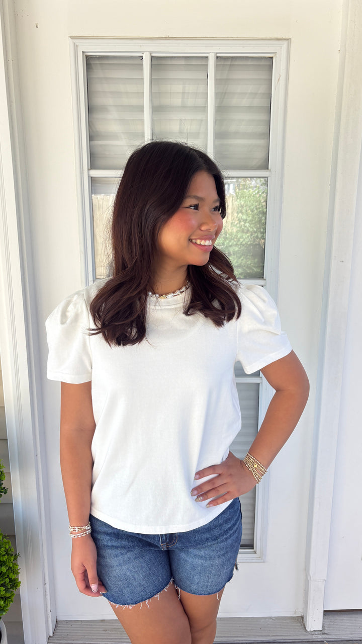 Mary Square Pleat Sleeve Tee Larissa