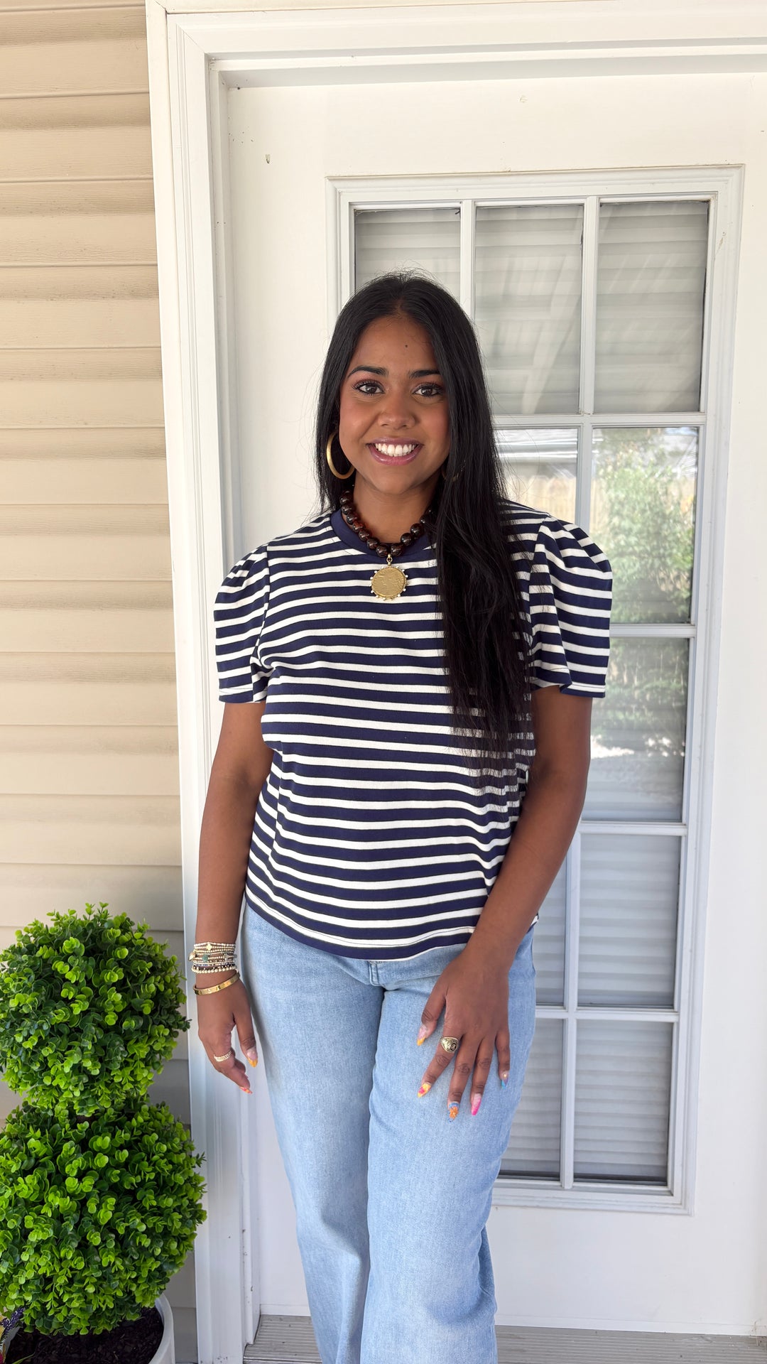 Mary Square Pleat Sleeve Tee Larissa