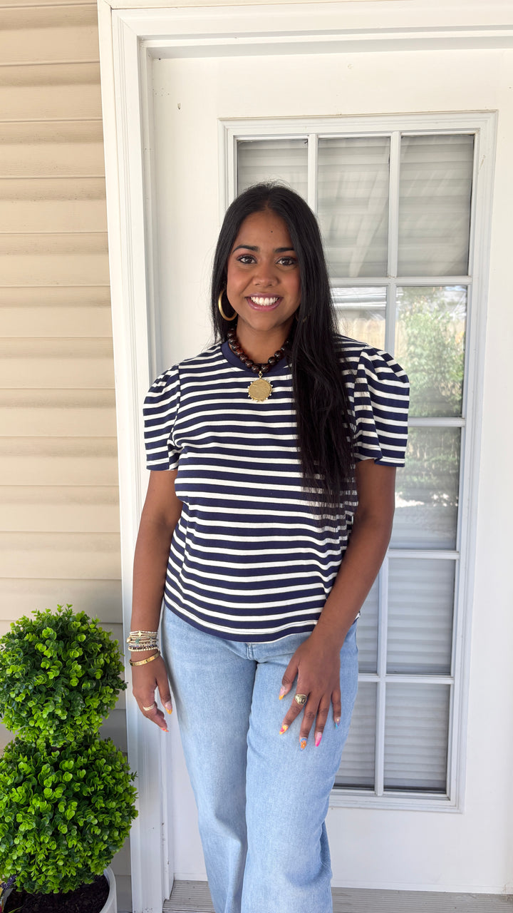 Mary Square Pleat Sleeve Tee Larissa