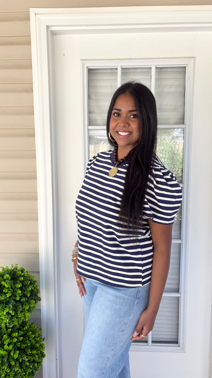 Mary Square Pleat Sleeve Tee Larissa