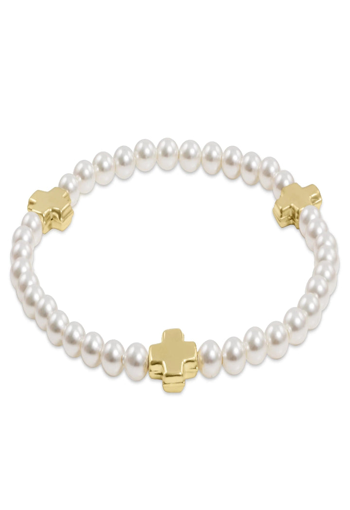 enewton Extends Signature Cross Pearl Gold 4mm Bracelet