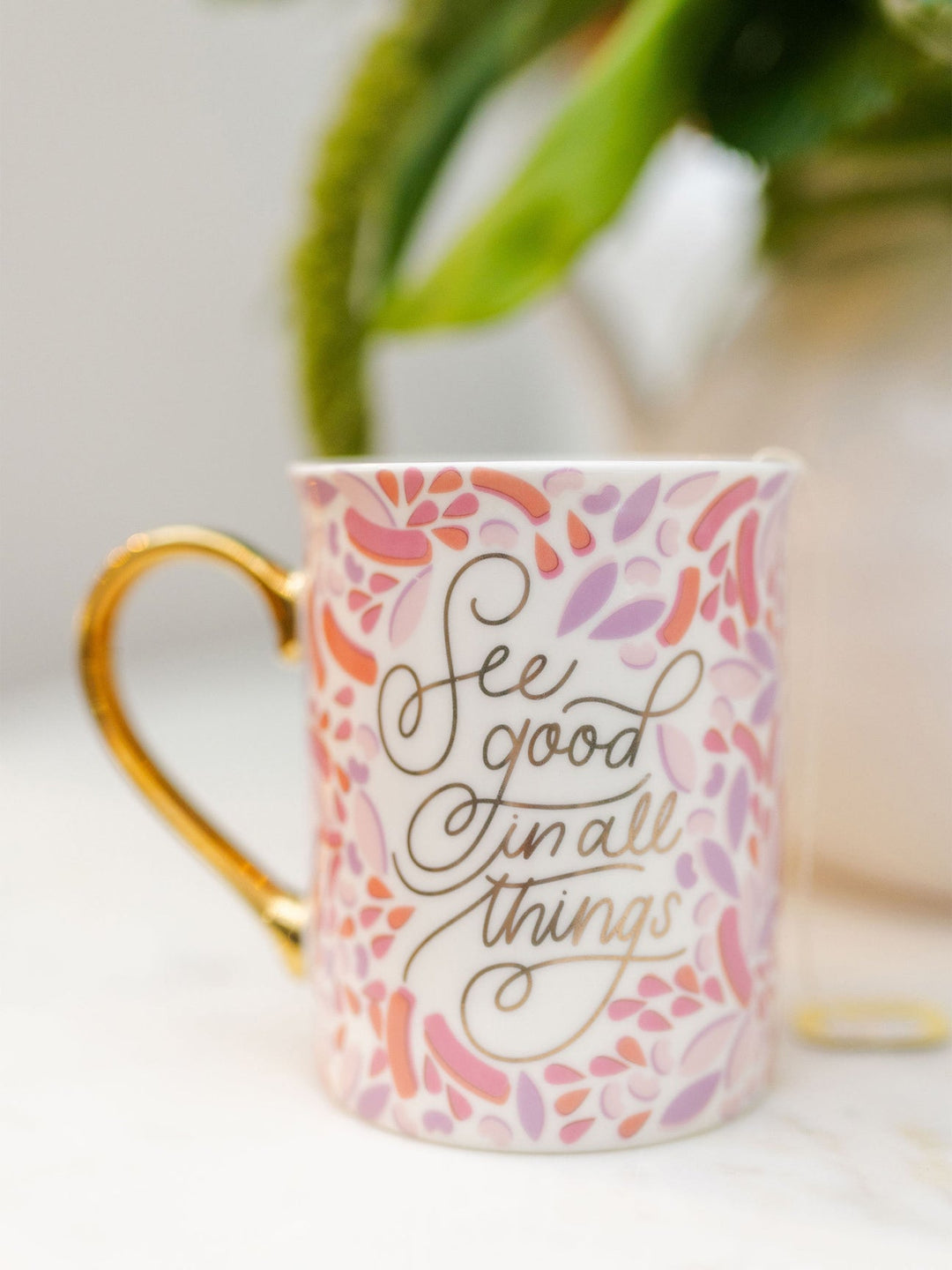 Mary Square Gold Handle Ceramic Mug - Inspiration