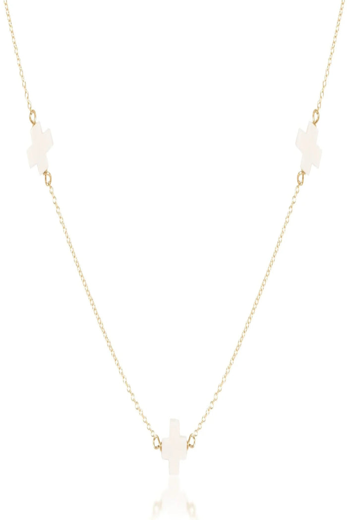 enewton 15" Choker Simplicity Chain Gold - Signature Cross Off-White