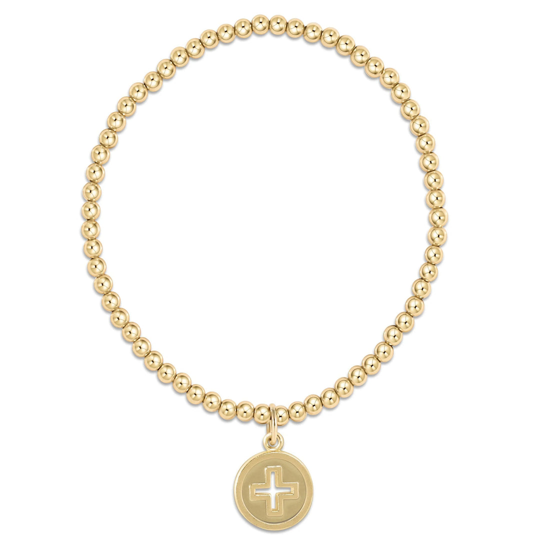 enewton Classic Gold 3mm Bracelet - Signature Cross Gold Disc