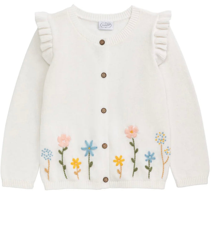Mud Pie Ivory Floral Cardigan