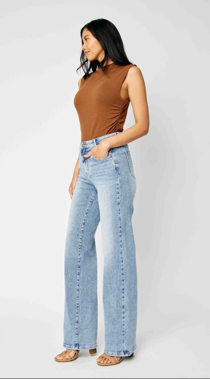 Judy Blue Lets Go Out HW Front Yoke Retro Wide Leg