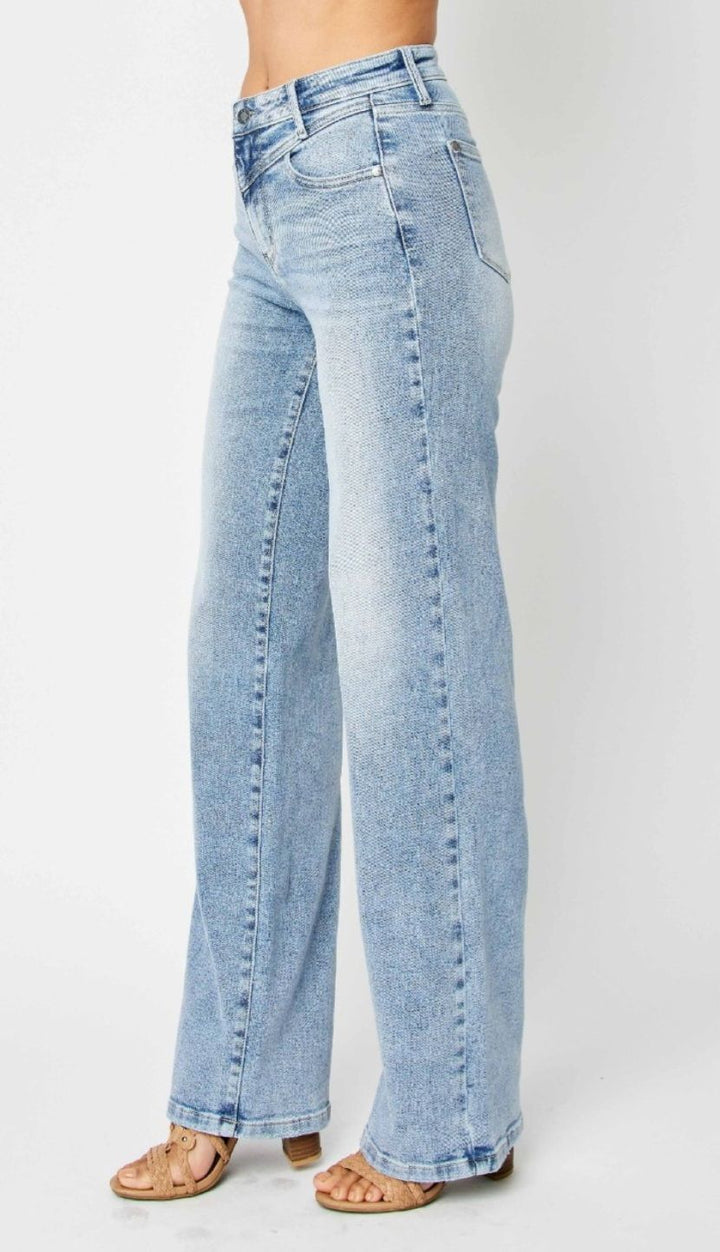 Judy Blue Lets Go Out HW Front Yoke Retro Wide Leg