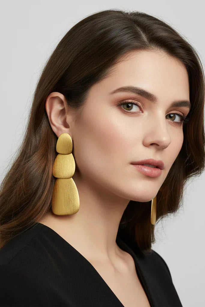 Betty Carre Nepali Long Earrings - Gold