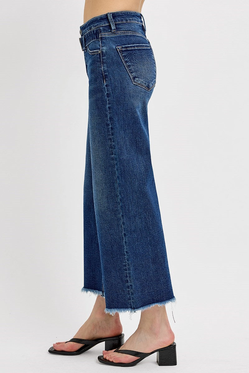 Risen Ready to Jet HR Crop Wide Buckle Jeans