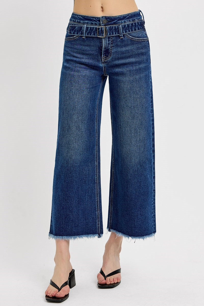 Risen Ready to Jet HR Crop Wide Buckle Jeans