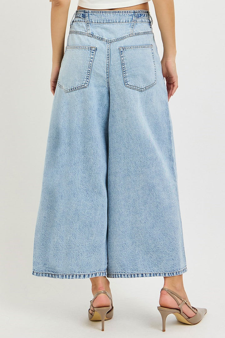 Risen Off Duty HR  Crop Wide Leg Belted Jeans