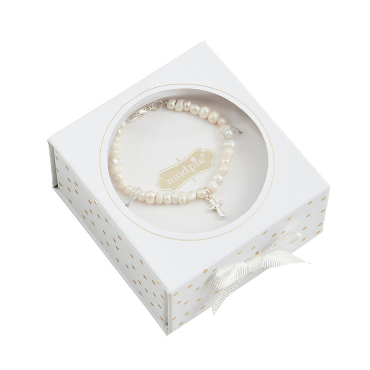 Mud Pie Silver Boxed Cross Bracelet