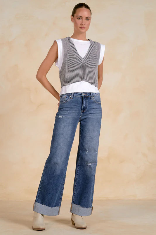 Here &amp; There Layered Sweater Top