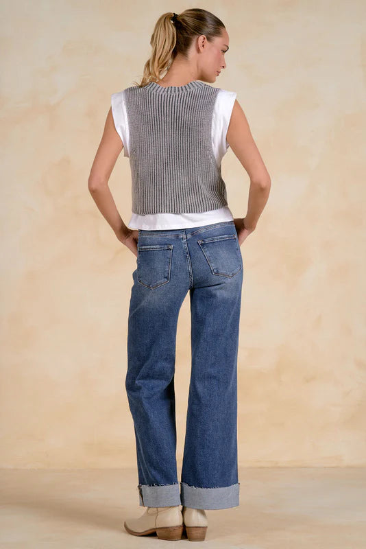 Here &amp; There Layered Sweater Top