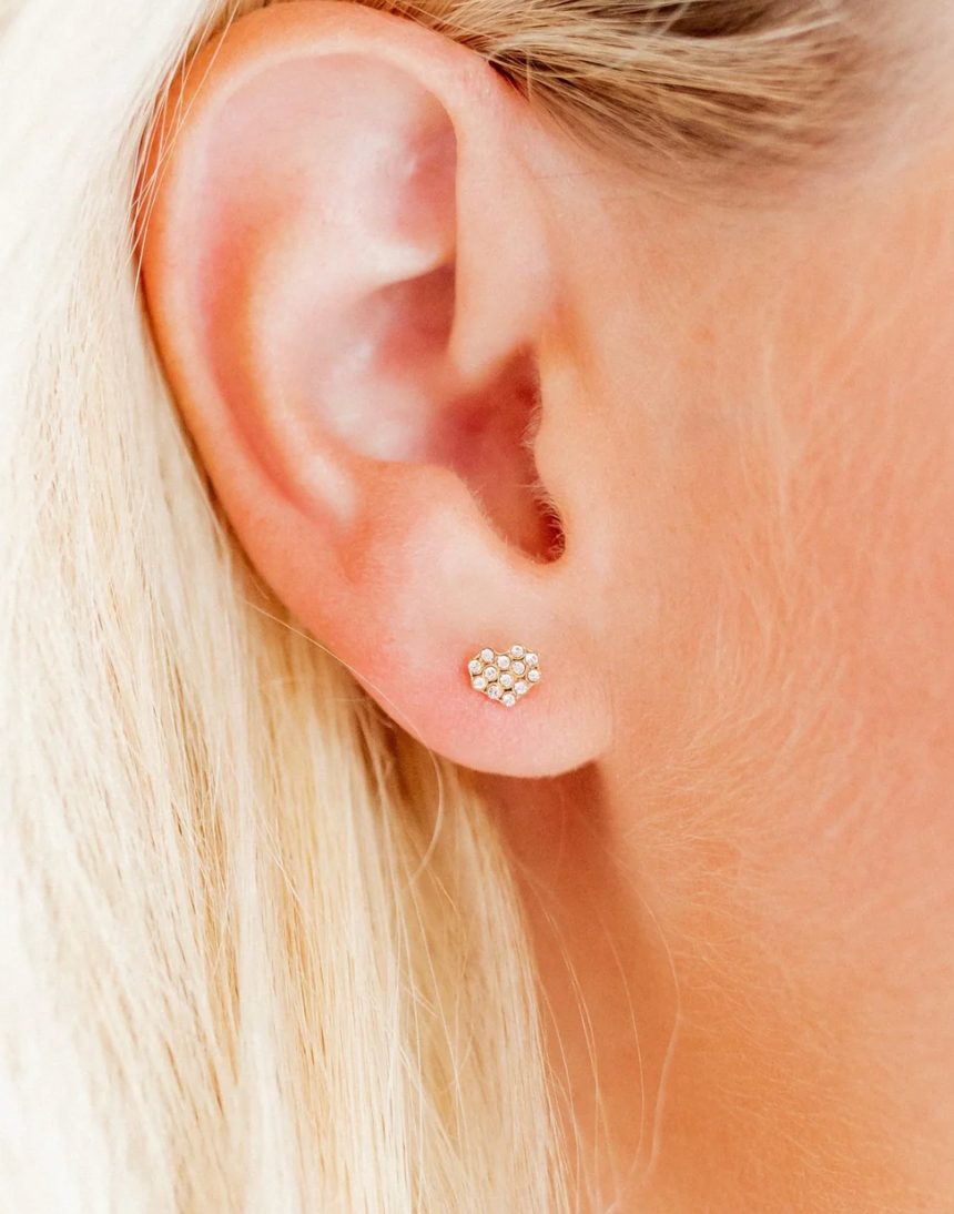 Linny &amp; Co Screwback Stud Earrings - Leo Clear