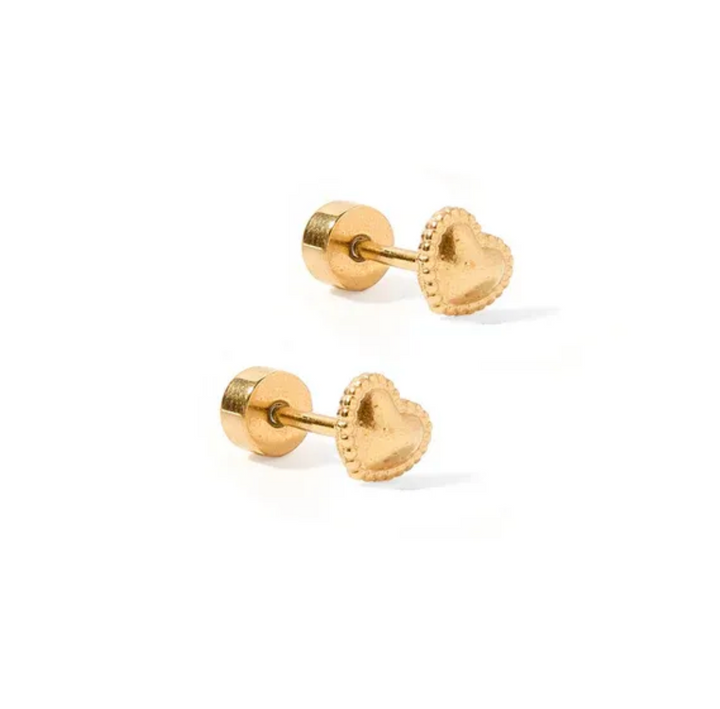 Linny &amp; Co Screwback Stud Earrings - Violet Heart