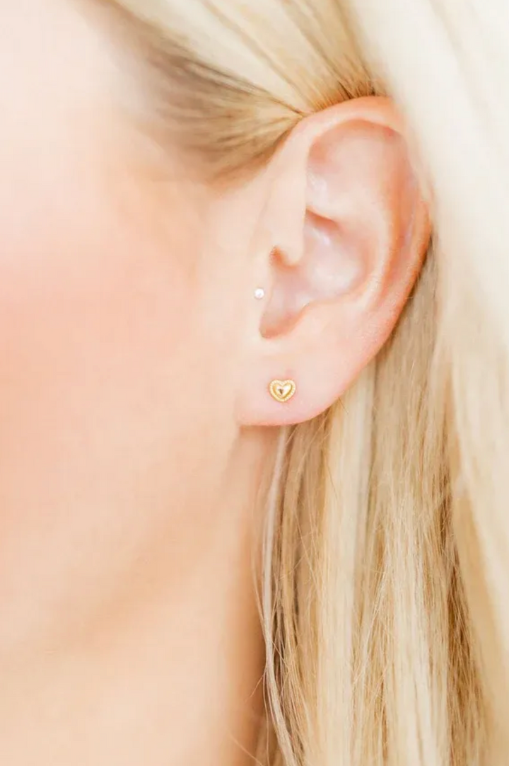 Linny &amp; Co Screwback Stud Earrings - Violet Heart