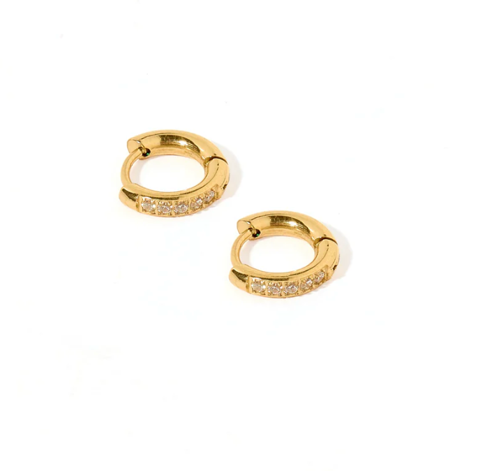 Linny &amp; Co Huggie Earrings - Scarlett Hoop Gold 8mm CZ