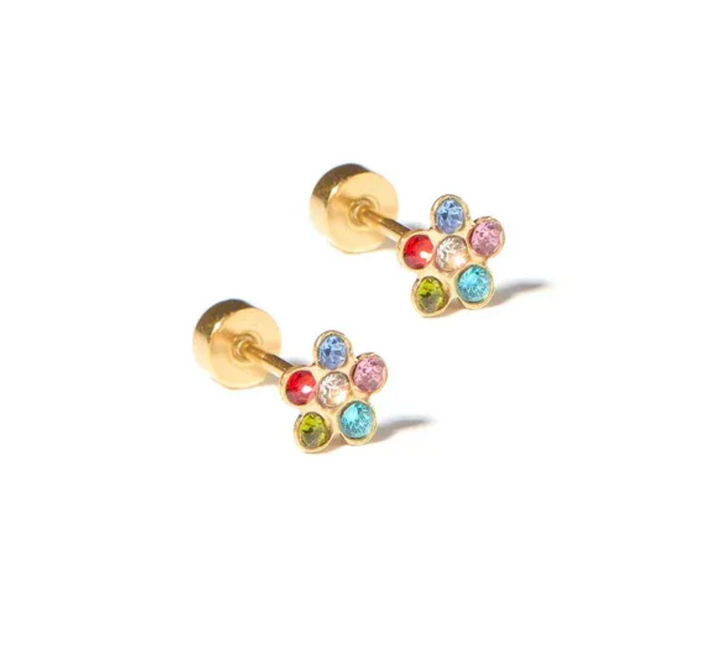 Linny &amp; Co Screwback Stud Earrings - Lyla Flower Multi