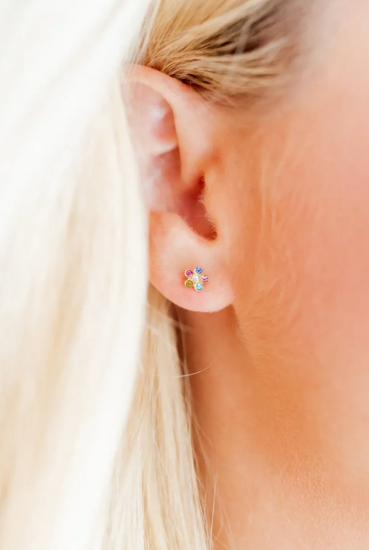 Linny &amp; Co Screwback Stud Earrings - Lyla Flower Multi