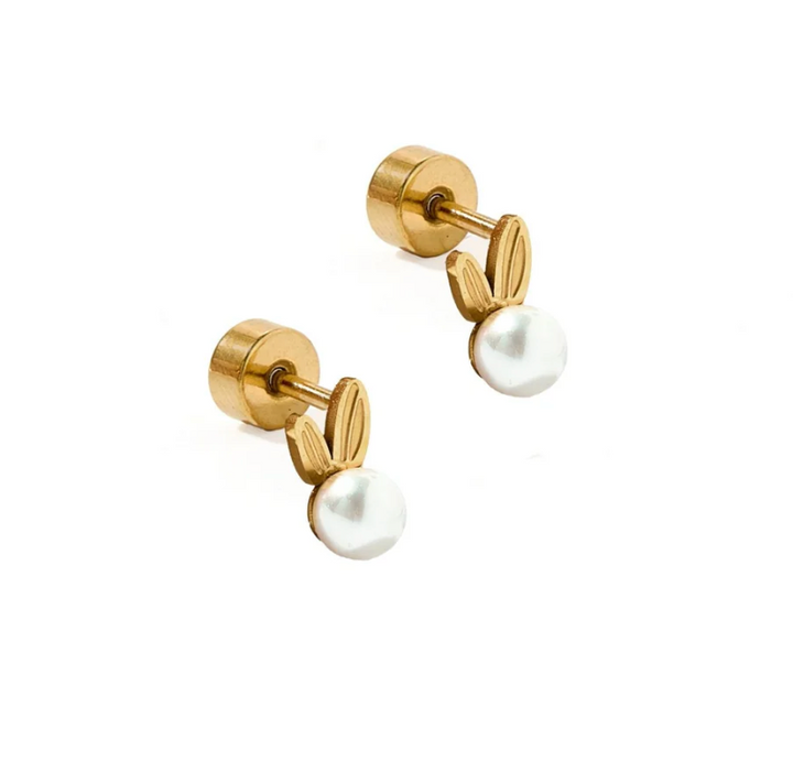 Linny &amp; Co Screwback Stud Earrings - Heidi Pearl Bunny