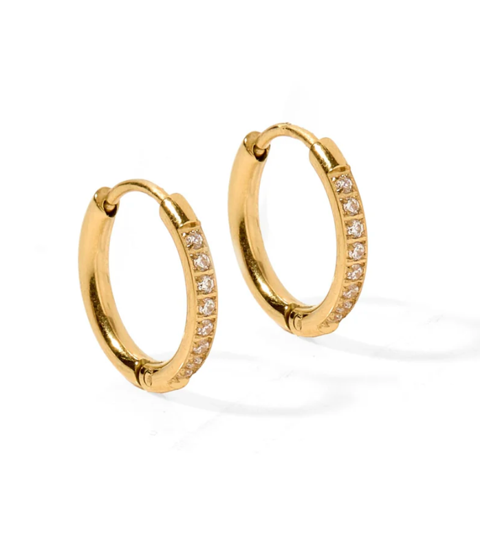 Linny &amp; Co Screwback Stud Earrings - Scarlett Hoop Gold 12mm CZ