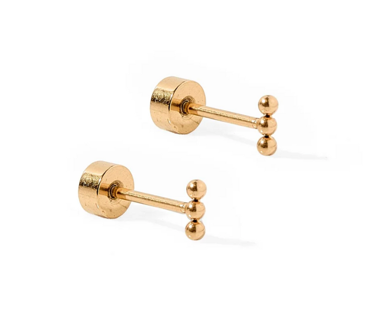 Linny &amp; Co Screwback Stud Earrings - Tally Gold