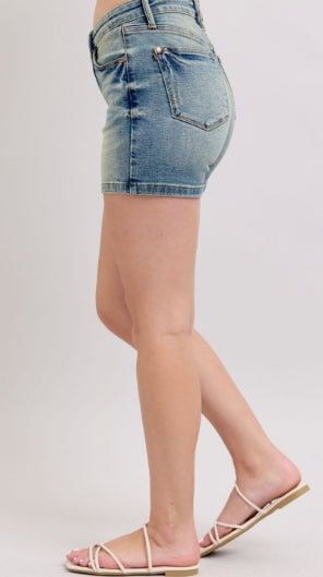 Judy Blue Victory V-Front Vintage Wash Shorts