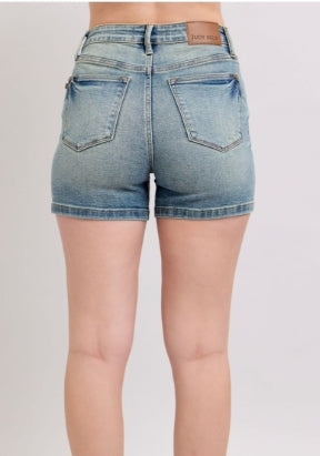 Judy Blue Victory V-Front Vintage Wash Shorts