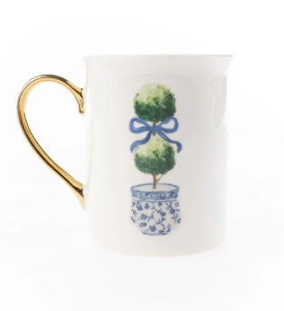 Mary Square Gold Handle Mug - Blue Collection