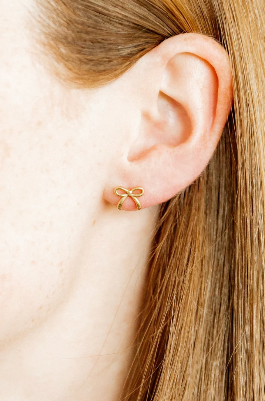 Linny &amp; Co Screwback Stud Earrings - Sadie Bow Gold