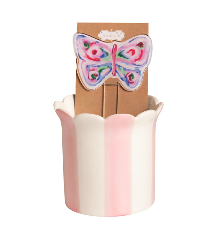 Mud Pie Pot with Plant Stake