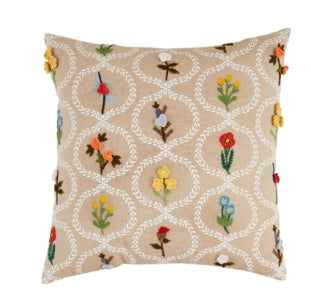 Mud Pie Flower Vase Embroidered Pillow