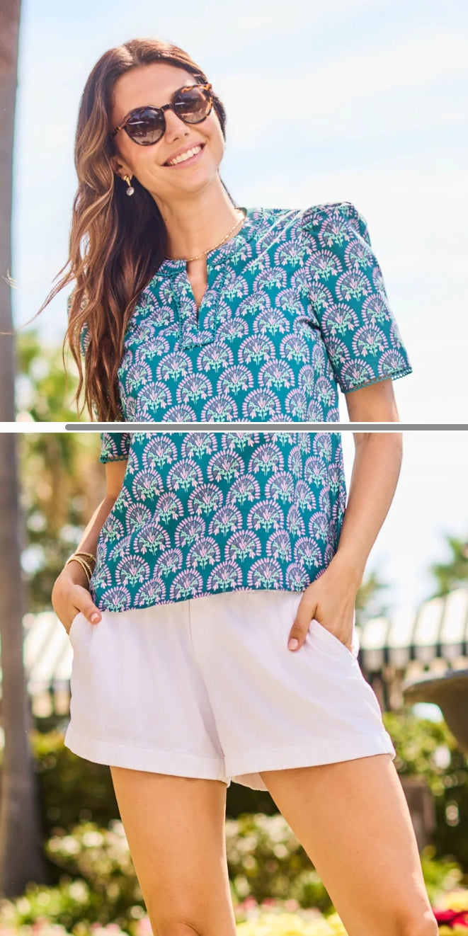 Mary Square Sunshower Flora-Ocean Adelyn Top