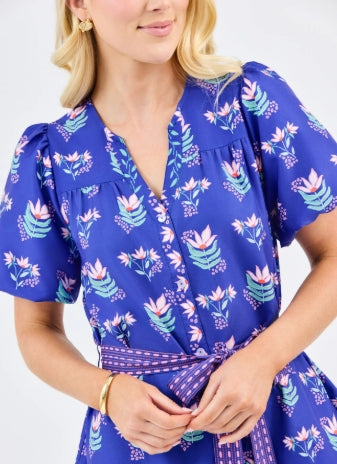Mary Square Addison Dress Petal Keepsake-Blue