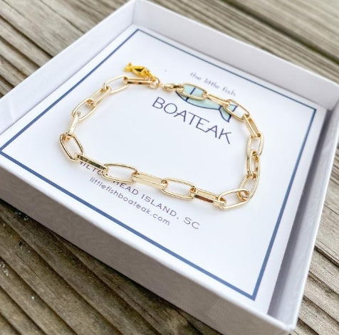 Little Fish Boateak Paperclip Chain Bracelet-Gold