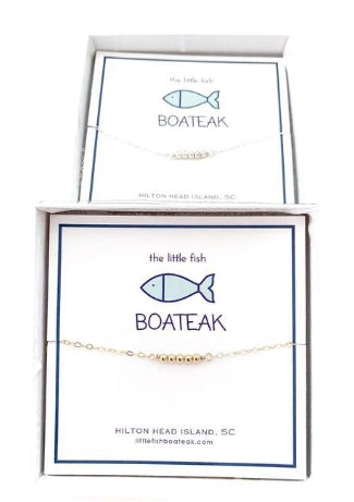 Little Fish Boateak 5 Ball Beaded Necklace- Gold