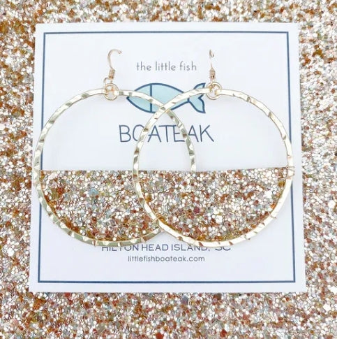 Little Fish Boateak Champagne Sparkle Mainsail Large Earrings