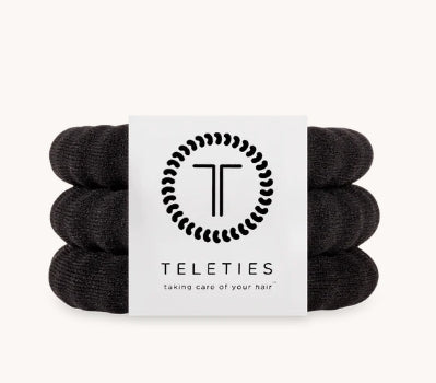Teleties Nylon Hair Ties Jet Black (Large)
